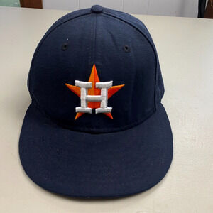 Houston Astros Baseball Cap Hat New Era On Field 59Fifty Mens 7-1/8 Fitted Blue